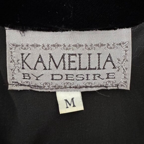 90s Vintage Kamellia by Desire Black Silk Blend Velvet Long Sleeve Mini Dress - Picture 9 of 11